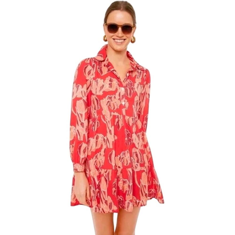 Ro's Garden Romy Scarlet Tulip Tiered Shirt Dress Size XS Tuckernuck Cotton